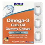 NOW Foods Omega-3 zivju eļļas košļājamās konfektes (Gummy Chews) Passion Fruit – 36 gab